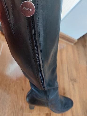 Сапоги: Сапоги, 36, 36.5, Geox, Б/у, цвет - Черный, Самовывоз — 1