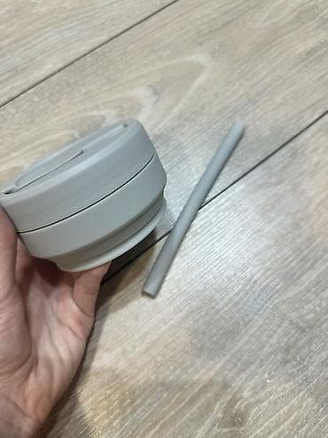 Кухонные принадлежности: Складной силиконовый стакан с крышкой и трубочкой - Объемы с — 3