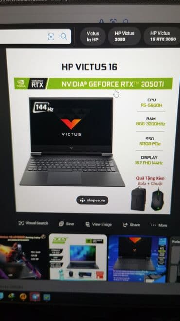 victus: Ноутбук, HP, 16 ГБ ОЗУ, AMD Ryzen 5, 16 ", Б/у, Игровой, память SSD — 6
