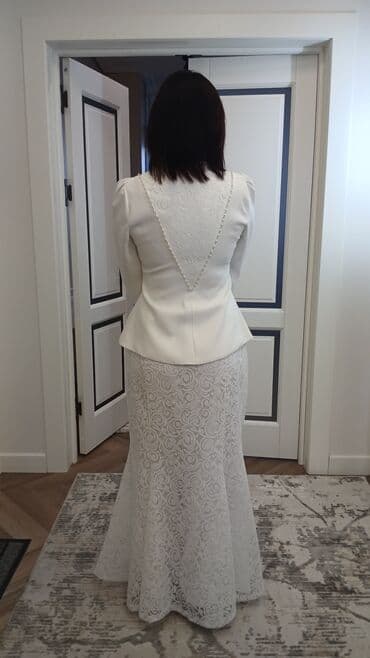 вечерний костюм: Юбка менен костюм, Юбканын модели: Годе, Макси, Пиджак, Туркия, L — 2