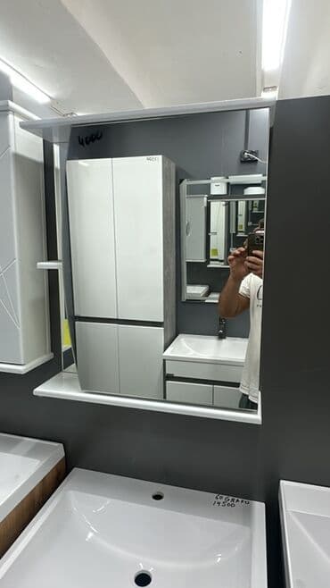 шкаф с зеркалом в ванную: Шкаф для одежды, Прямой, МДФ — 2