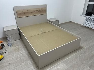 спальный двухместный: Спальный гарнитур, Новый, Двуспальная кровать, Кыргызстан, ДСП, Самовывоз, Платная доставка, цвет - Бежевый — 1