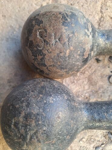 ракетка для настольного тениса: Пара литых гантелей «шарики».По 5 кг СССР - Материал: чугун/сталь — 3