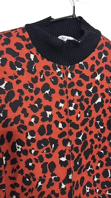 zar: Платье миди Zara Basic оригинал с анималистичным принтом (леопард). - — 3
