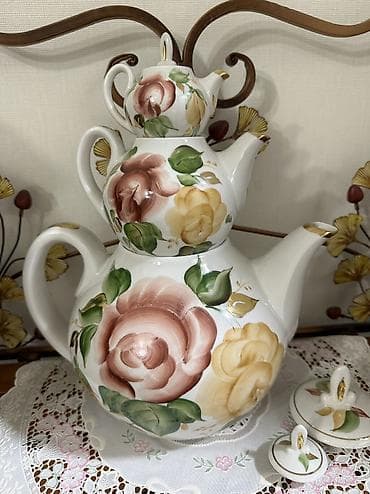 Ручная роспись! Семейка чайников: с красивыми 😍 нежными цветами