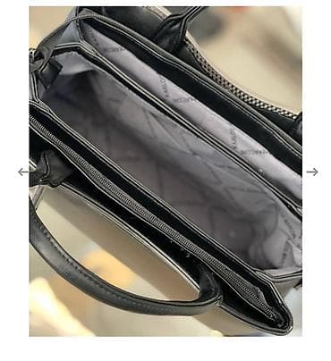 чемоданы бишкек цены: Сумка-тоут женская, цвет черный/графит. - Материал: гладкая экокожа с — 3