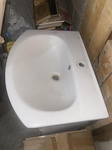 маленький офисный стол: Тумба для ванны, С раковиной, ЛДСП, цвет - Белый — 3