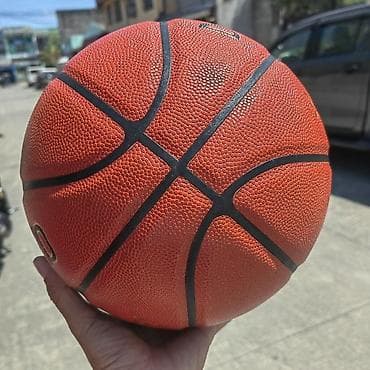баскетболный мячь: Баскетбольный мяч - Классическая оранжевая расцветка с черными — 1