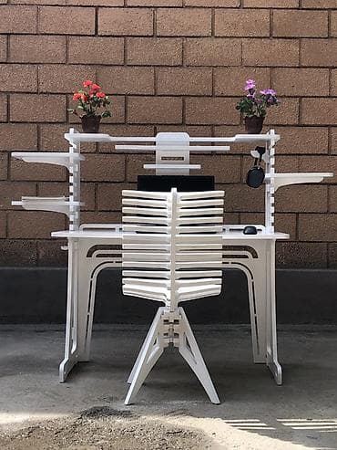 детский компьютерный стул, кресло: Комплект офисной мебели, Полка, цвет - Белый — 2