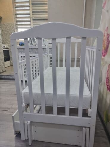 железная двухъярусная кровать: Люлька, Новый, Качалка, Дерево, цвет - Белый, Самовывоз — 3