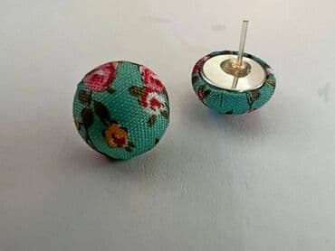 свадебные платья для покрытых: Очаровательные серёжки-пуговки НС с тканевым покрытием в шести — 2