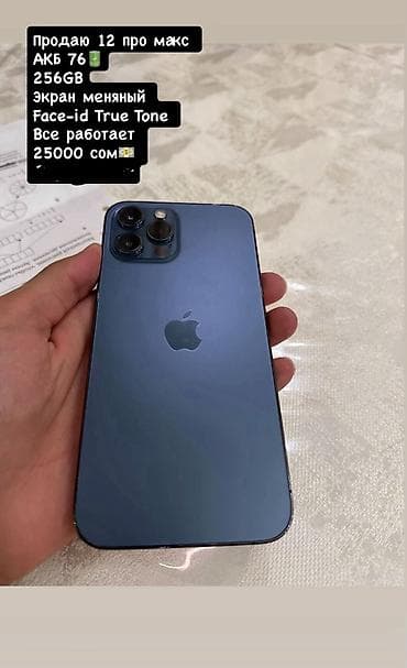 IPhone 12 Pro Max, Б/у, 256 ГБ, Синий, 76 %