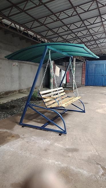 летние беседки: Садовые качели Металл, Со спинкой, С крышей — 2