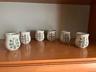Декор и интерьер: Набор керамики с народной росписью (винтажный стиль): - 6 небольших — 2