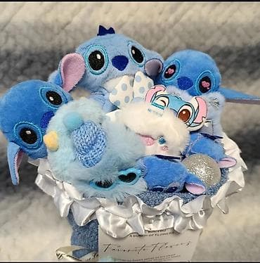 лабу стич: Плюшевый букет в голубой гамме “Stitch” Запоминающийся подарок - — 1