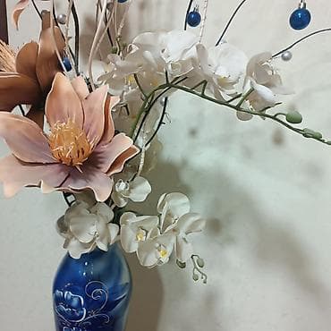 современные напольные вазы купить: Напольная композиция: высокая керамическая ваза с росписью + — 6