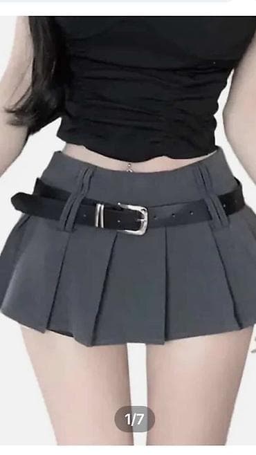 Костюм с юбкой, Модель юбки: Плиссе, Мини, Топ, Китай, L, XL