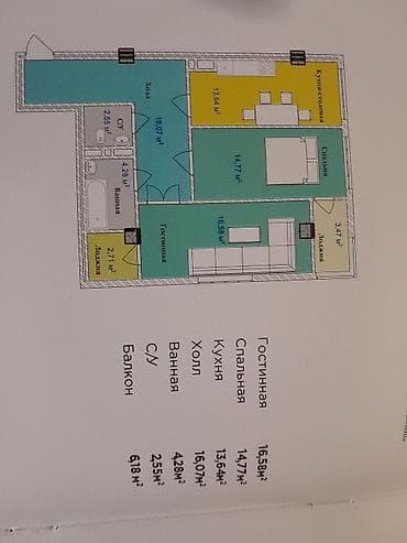 Продажа квартир: 2 комнаты, 74 м², Курманжан-Датка мкр., Элитка, 7 этаж, ПСО (под самоотделку) — 2
