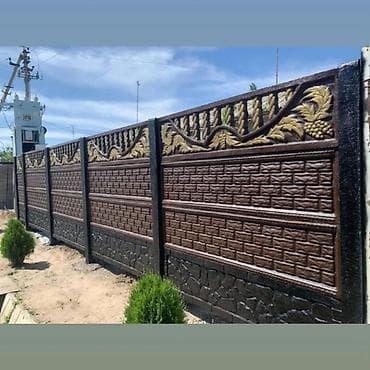 тент на забор: Декоративные железобетонные заборные панели Описание: - Секция забора — 3