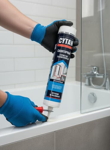 уплотнитель дверей: Силиконовый санитарный герметик Cytan Professional. Прозрачный — 1