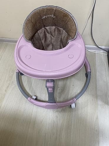 Детские ходунки: Ходунки для малышей BabyWalker, розово-серые. - Круглая устойчивая — 2