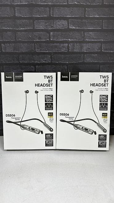 HOCO DSS06 TWS BT Headset — беспроводные шейные наушники с прозрачными