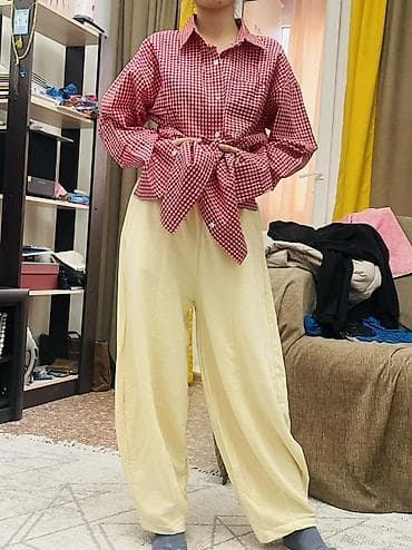 Атайын кийим: Рубашка в клетку (красно‑белая), классический крой - Принт: мелкая — 3