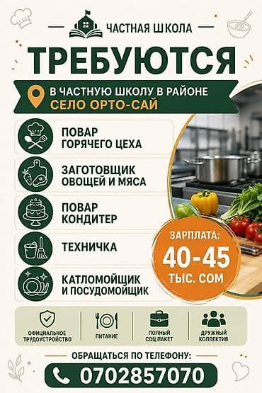 Вакансии в частной школе (район: село Орто‑Сай) Открыты позиции: -