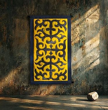 Другой текстиль: Стёганое шелковое панно с традиционным Кыргызским орнаментом — — 1