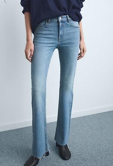 клеш штаны: Джинсы, Mango, Средняя талия, С бахромой, S — 1