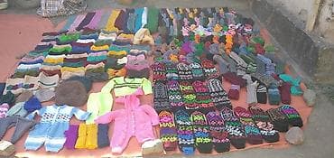 Ручные вязаные издели - Тёплые варежки с жаккардовыми узорами