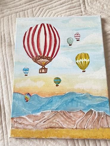 природа кыргызстана рисунок: Картина «Воздушные шары над горами» - Жанр: пейзаж, декоративная — 2
