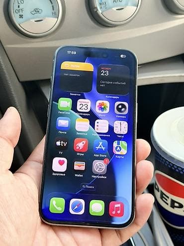 телифон айфон: IPhone 15 Pro, Б/у, 128 ГБ, Natural Titanium, Защитное стекло, Чехол, Кабель, 86 % — 2