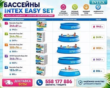 для басейна: Надувные каркасно-бескаркасные бассейны Intex Easy Set Ключевые — 1