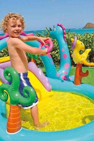 Бассейны: Игровой центр 333х229х112 см "Dinoland" с горкой, от 3 лет (Intex — 4