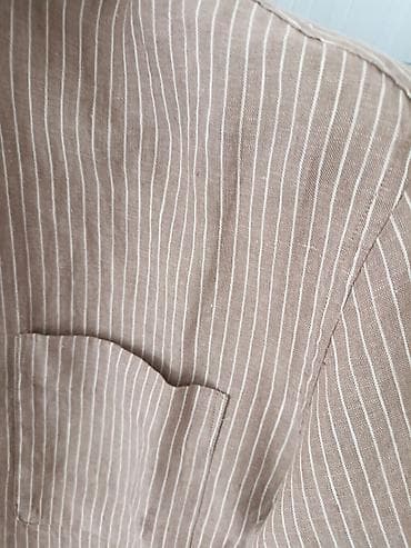 рубашка льняная: Мужская рубашка, XL, Uniqlo, Новый, цвет - Коричневый, Платная доставка — 10