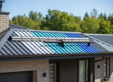 пластик на крышу: Образец металлочерепицы, представленный в различных цветовых — 1