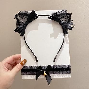 Свадебные платья и аксессуары: Аксессуары в стиле «котик»: кружевной ободок с ушками + чокер с бантом — 4