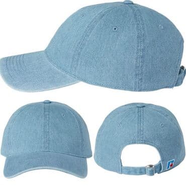 брендовые мужские спортивные костюмы из турции: Russell Athletic. Джинсовая кепка. 100% хлопок, деним с эффектом — 4