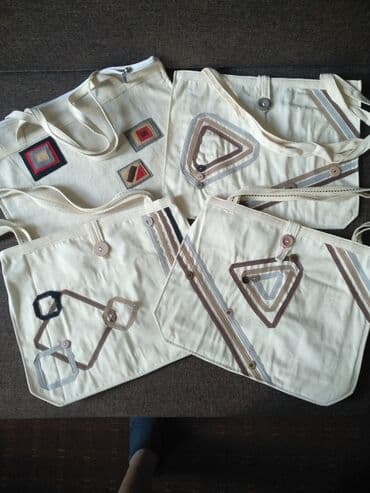 Сумки ручной работы из х/б тканей и джута,с внутренней стороны х/б