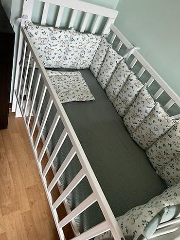 Балдар үчүн трансформер керебеттер: Балдар үчүн кошумча коюлган керебет, Колдонулган, Дөңгөлөксүз, түсү - Ак — 1