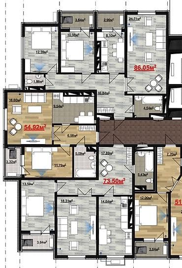 55: 2 комнаты, 55 м², 11 этаж — 6