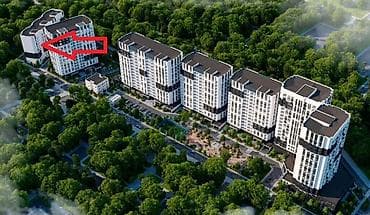 Квартиры: 2 комнаты, 74 м², Новая мечеть Элитка, 9 этаж, ПСО (под самоотделку) — 6