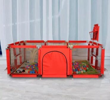 набор для песочницы: Игровой манеж с баскетбольным кольцом и множеством разноцветных — 1