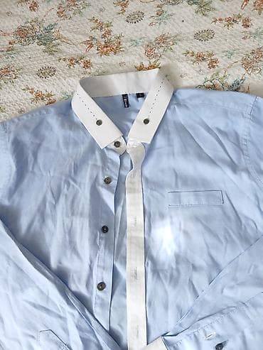 Головные уборы: Мужская рубашка Blade, размер L. - Цвет: небесно‑голубой с — 3