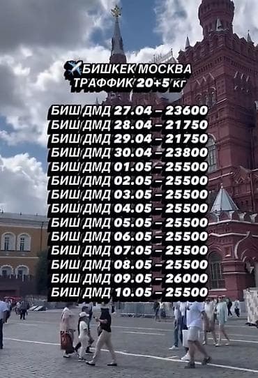 Туристические услуги: Авиабилеты: Бишкек — Москва (Домодедово) Багаж: 20+5 кг Доступные — 1