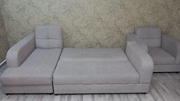 большой раскладной диван: Комплект мягкой мебели, цвет - Бежевый — 3