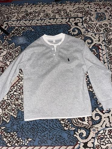 Носки и белье: Серая мужская кофта-хенли с длинным рукавом. - Цвет: меланжевый — 3