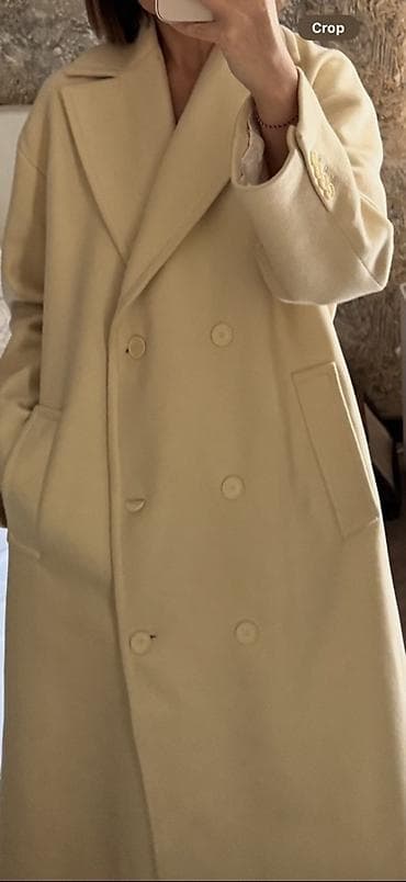 зара джинсы: Пальто, Классика, Осень-весна, По колено, Двубортная модель — 3