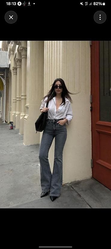 slim patch: Джинсы, Клеш, DKNY, Средняя талия, С бахромой, S — 4